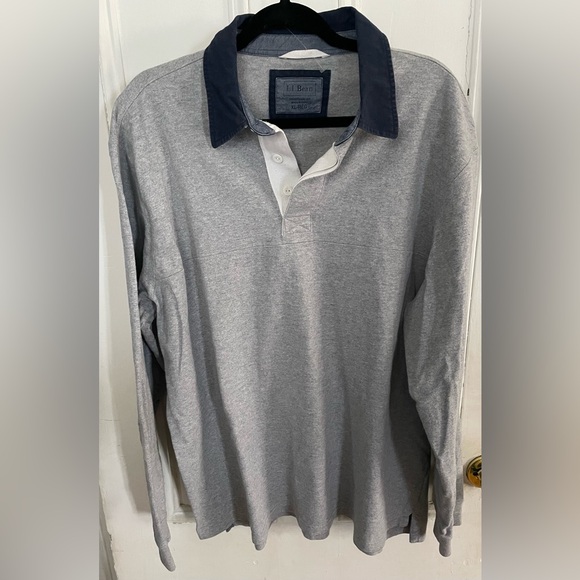 L.L. Bean Other - L.L. Bean Men’s Long Sleeve Polo Rugby Shirt Gray XL Regular 100% Cotton